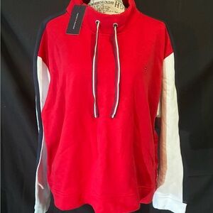 Tommy Hilfiger Red and White Cowl Neck Sweatertommy hilfiger sweater